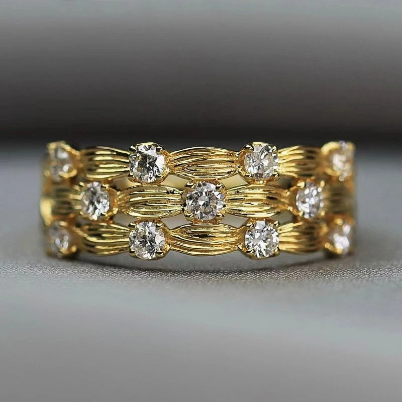 Gold Vintage Sparkling Zirconia Ring