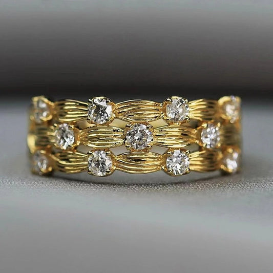 Gold Vintage Sparkling Zirconia Ring