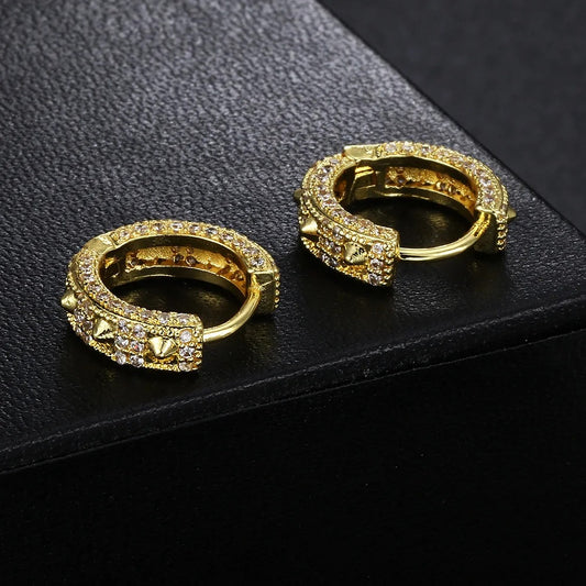 Vintage Gold Crystal Hoop Earrings