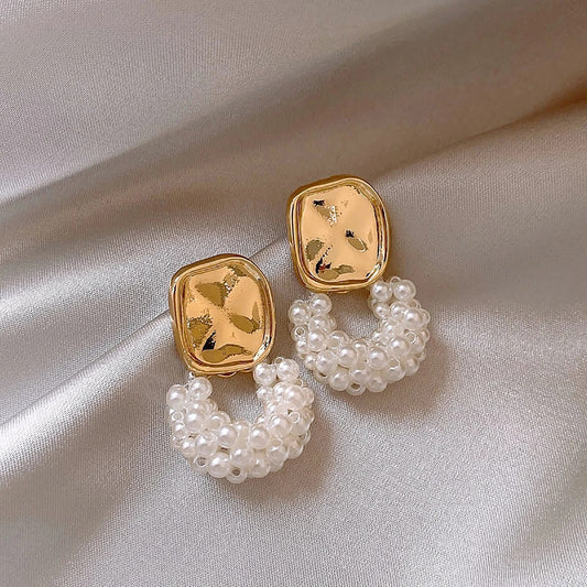 Vintage Gold & Pearl Rope Pendant Earrings