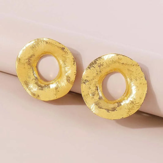 Vintage Gold Artistic Open-Circle Earrings