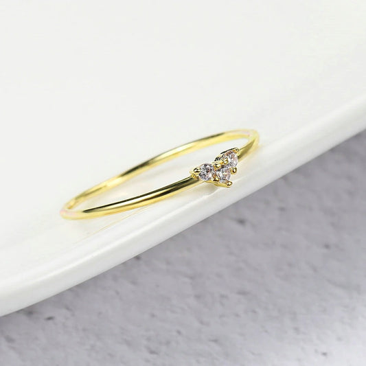 Classic Gold Triple Sparkling Stone Ring