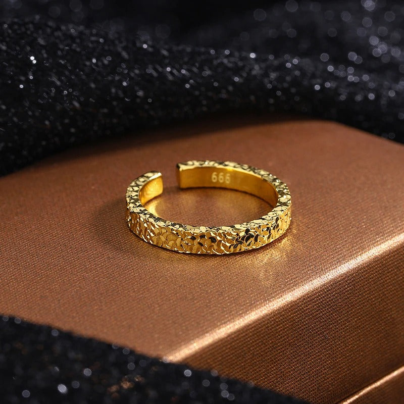 Vintage Gold Textured Adjustable Ring