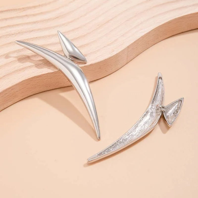 Vintage Silver Sleek Curve Earrings