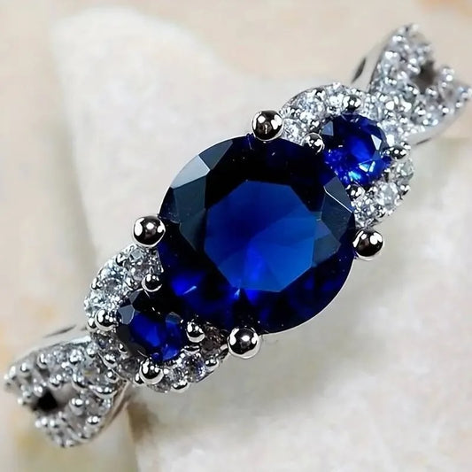 Vintage Silver Royal Blue Gemstone Ring
