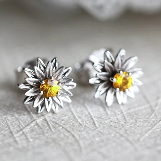 Vintage Silver Floral Charm Earrings