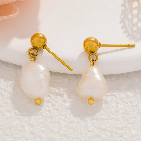 Gold & Pearl Vintage Drop Earrings
