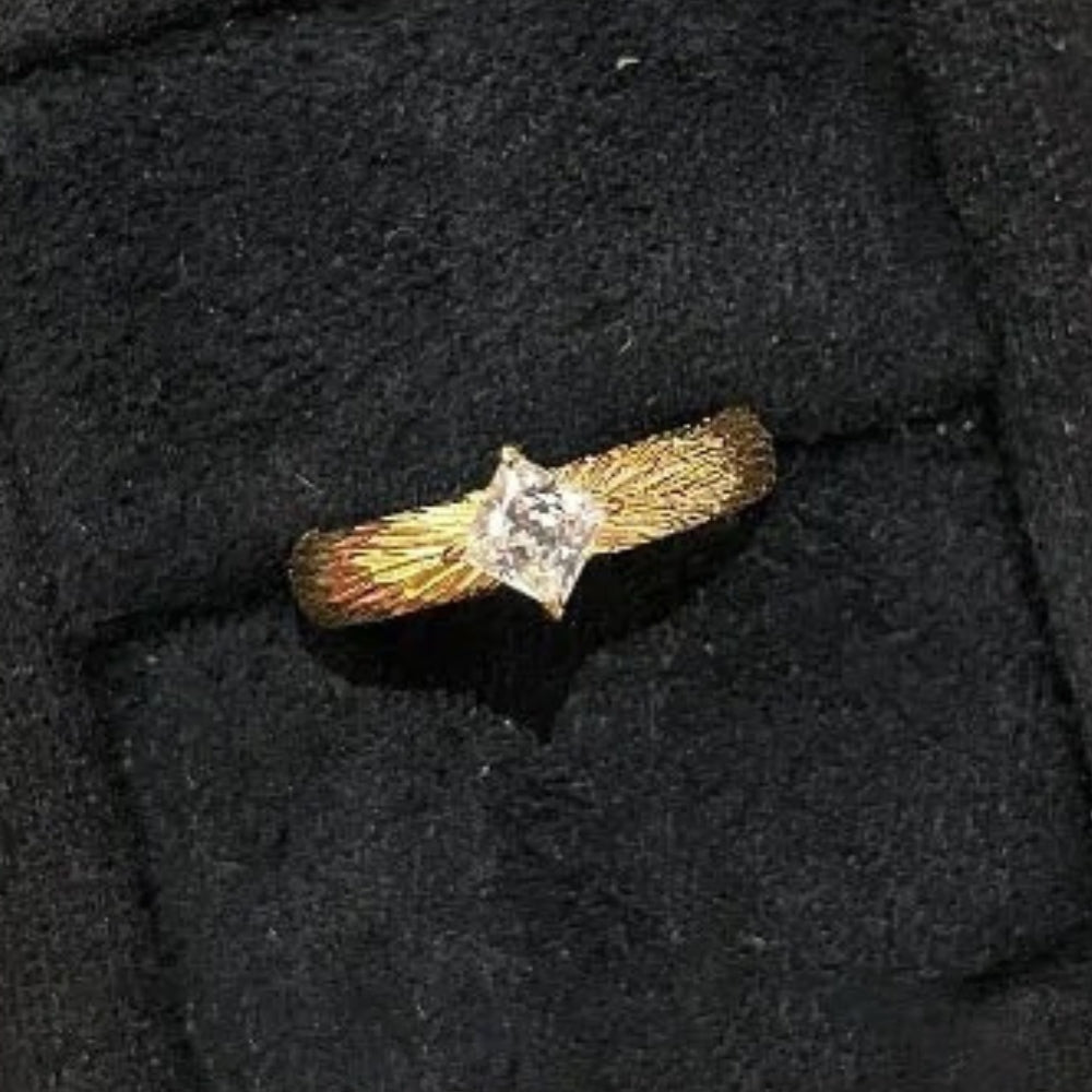 Classic Gold & Square Diamond Adjustable Ring