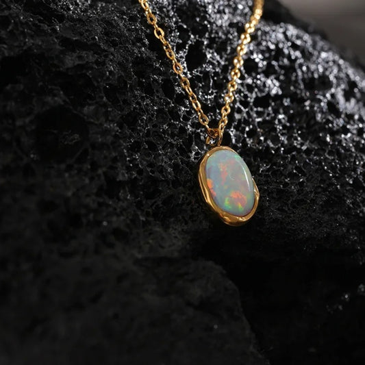 Vintage Glow Opal Stone Necklace