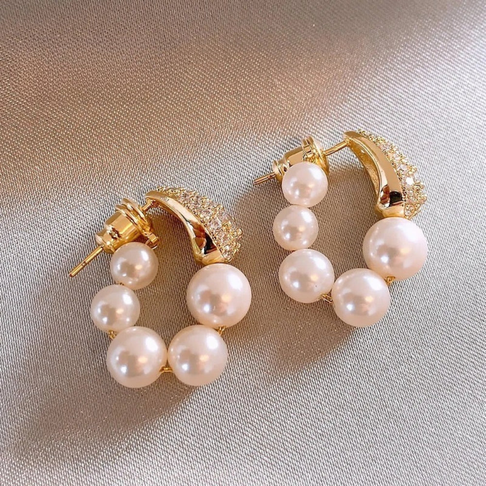 Vintage Gold & Pearl Cluster Earrings