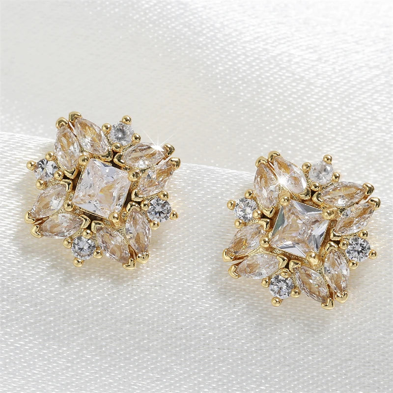 Gold Vintage Floral Stud Earrings