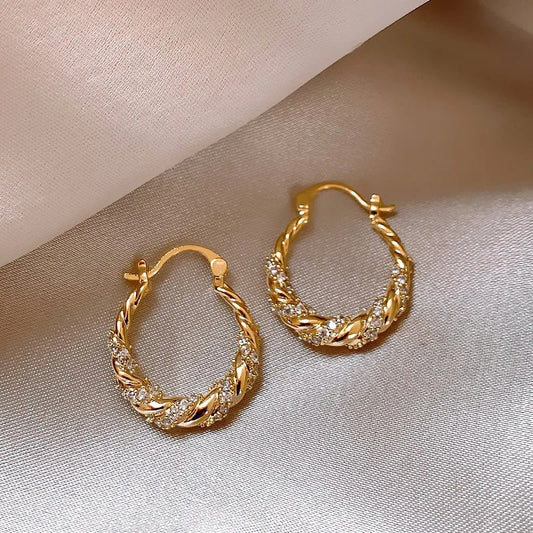 Gold Vintage Braided Sparkle Earrings
