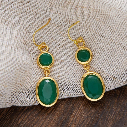 Vintage Gold & Green Gemstone Earrings