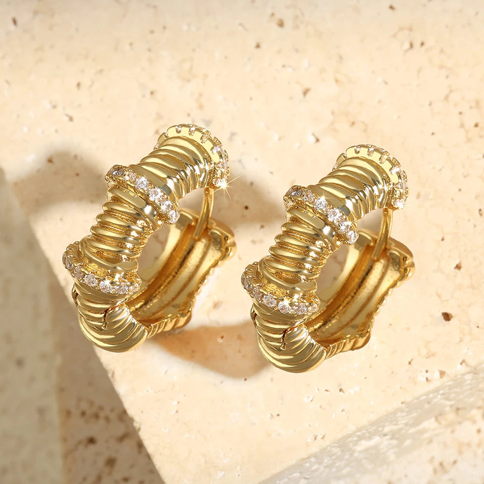 Vintage Gold Chunky Sparkle Hoops