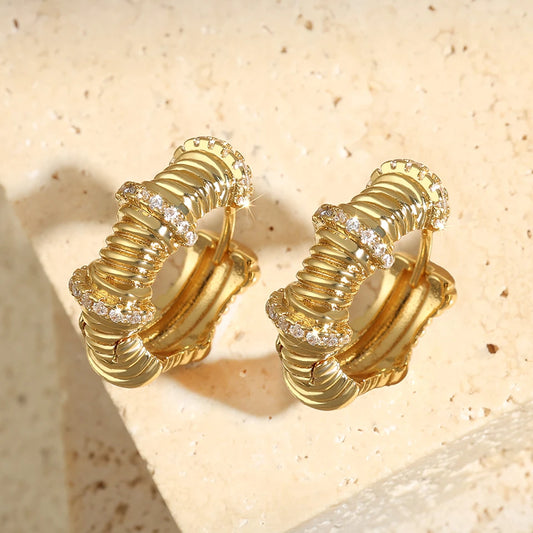 Vintage Gold Chunky Sparkle Hoops