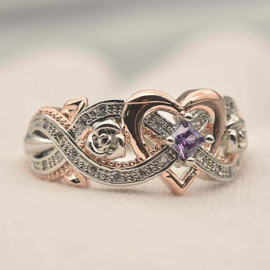 Vintage Purple Crystal Love Ring