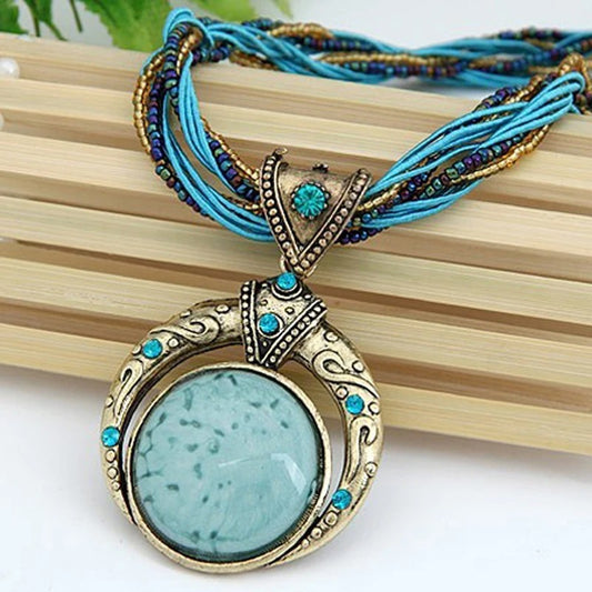 Vintage Blue Stone Bohemian Necklace