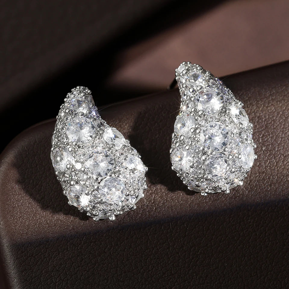 Silver Vintage Sparkling Water Drop Earrings | Sustainable Ocean-Inspired Jewelry
