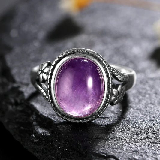 Vintage Oval Amethyst Stone Ring