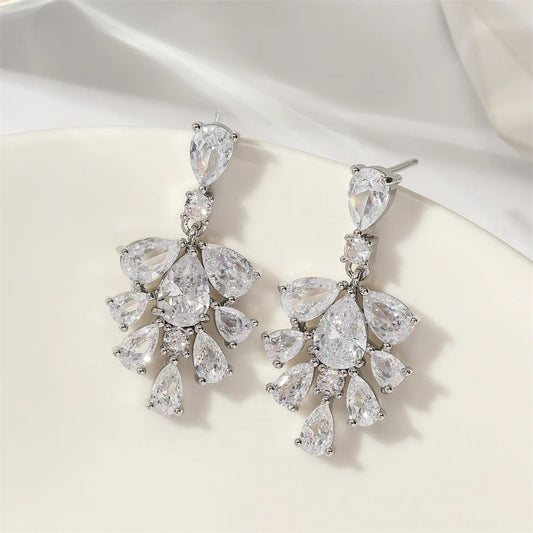 Vintage Silver Crystal Cluster Earrings