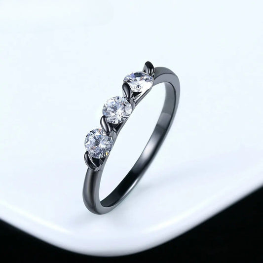 Vintage Black Triple Round Crystal Ring