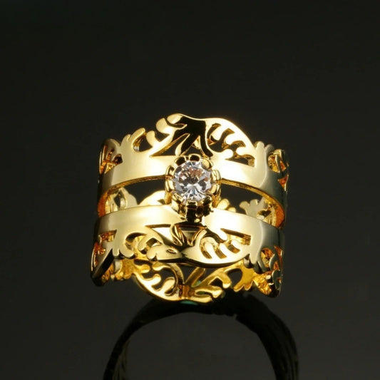 Antique-Style Gold Openwork Floral Ring