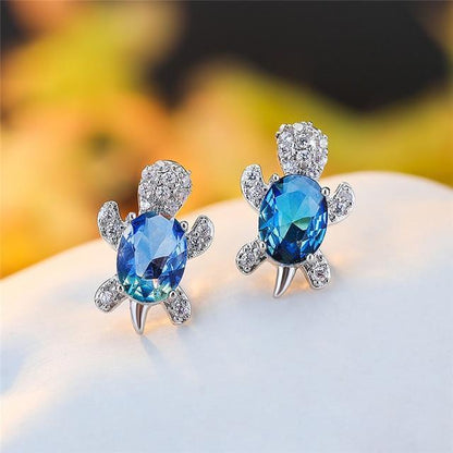 Sea Turtle Earrings in Zirconium and Silver | Sustainable Ocean-Inspired Jewelry