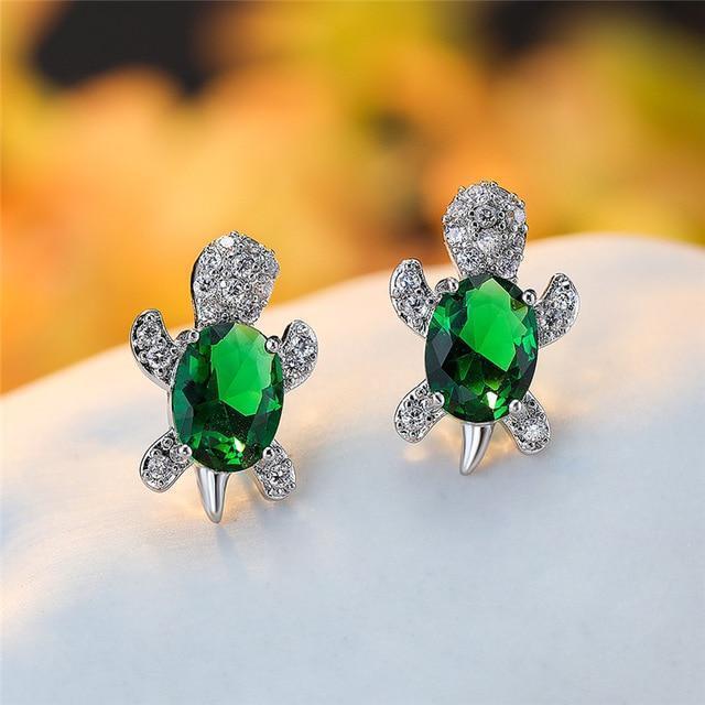 Sea Turtle Earrings in Zirconium and Silver | Sustainable Ocean-Inspired Jewelry