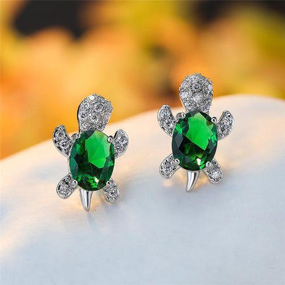 Sea Turtle Earrings in Zirconium and Silver | Sustainable Ocean-Inspired Jewelry