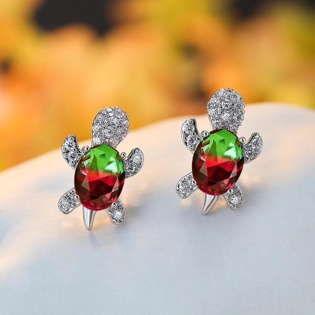 Sea Turtle Earrings in Zirconium and Silver | Sustainable Ocean-Inspired Jewelry