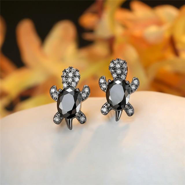Sea Turtle Earrings in Zirconium and Silver | Sustainable Ocean-Inspired Jewelry